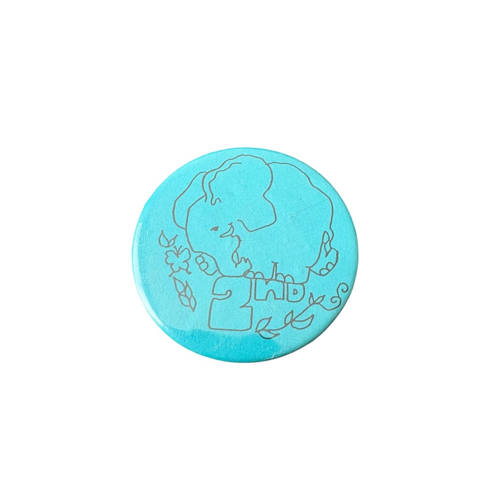 Vintage‎ 2nd Elephant Pinback Button 2.25" Blue Metal Pin Badge